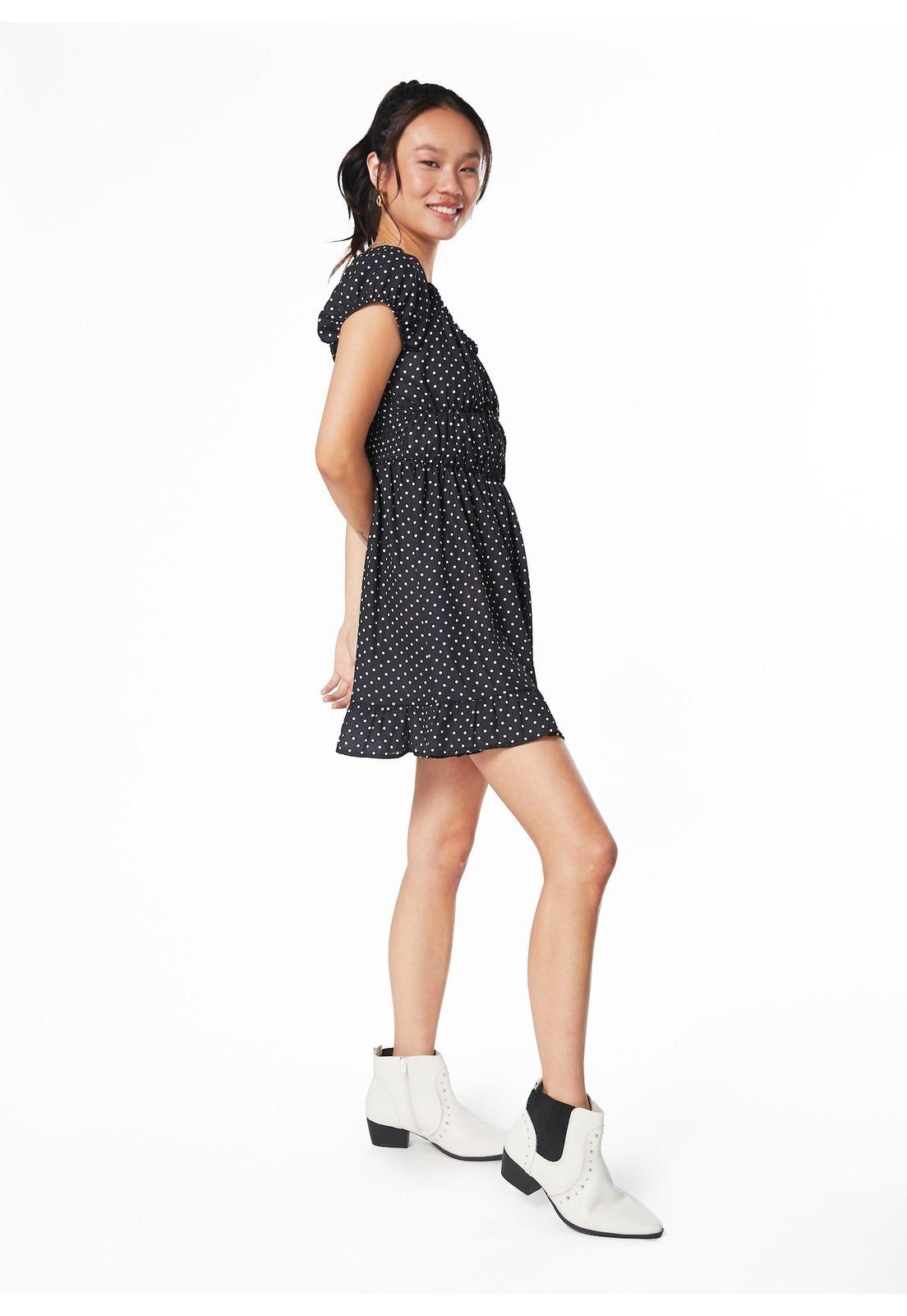 VESTIDO ROCHE BARDOT ESPALDA ELASTICADA NEGRO-2