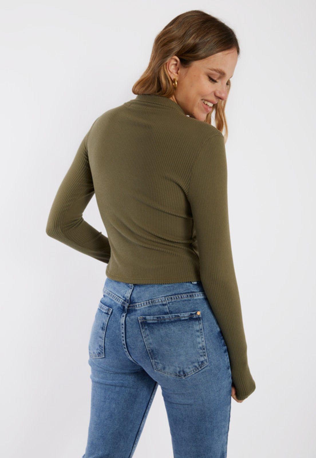 Polera Crop Aura Cuello Y Cierre Verde-3