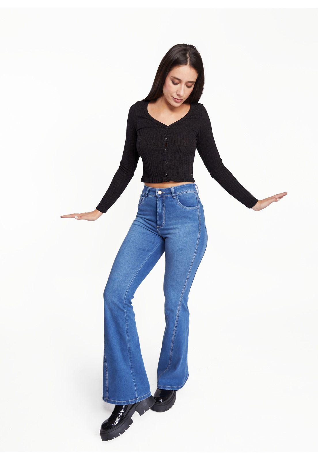 Jeans Bertina Flare Pieza Costado Azul Efesis-0
