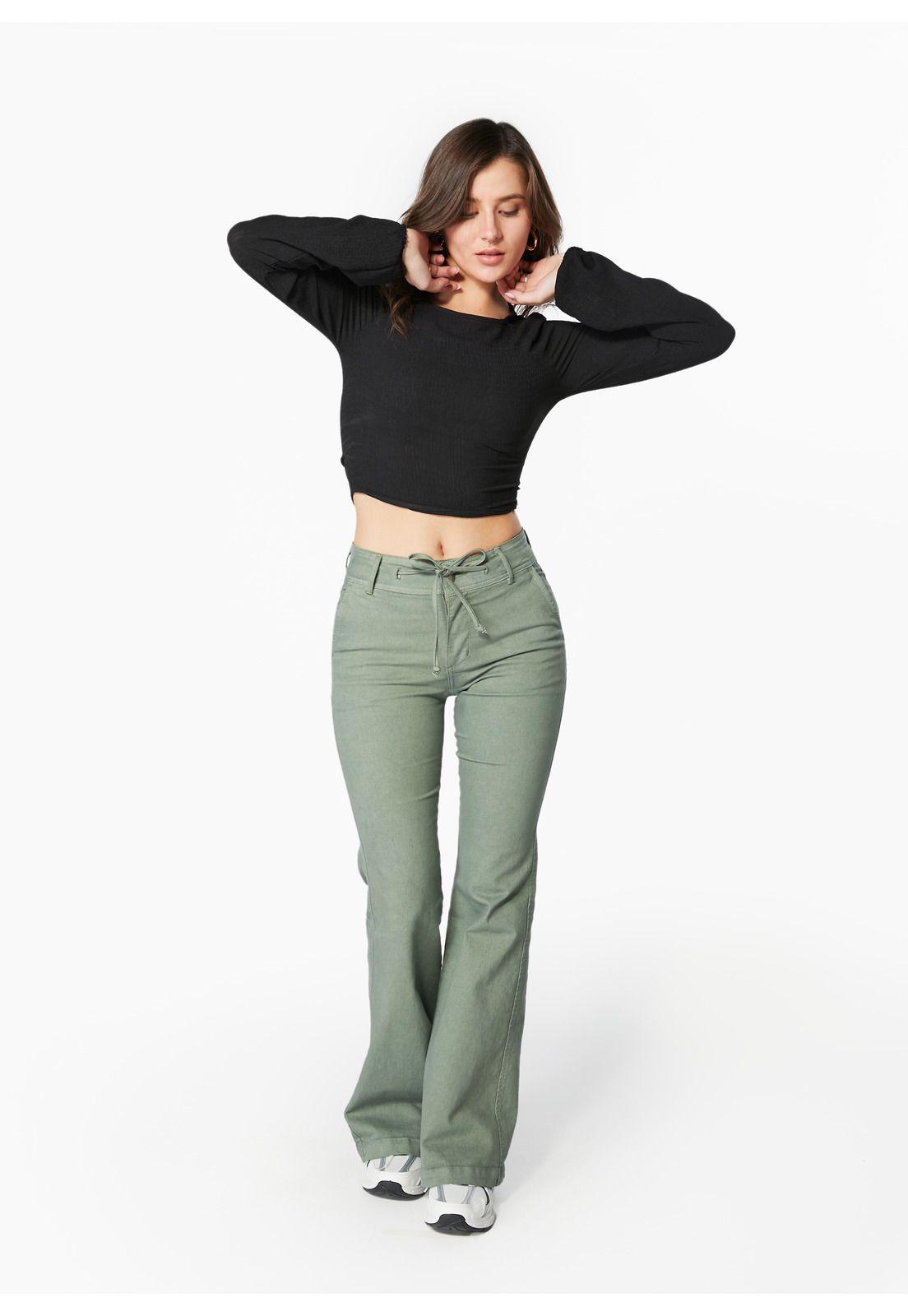 PANTALON MACEIO FLARE PRETINA ANCHA C/ LAZO-0