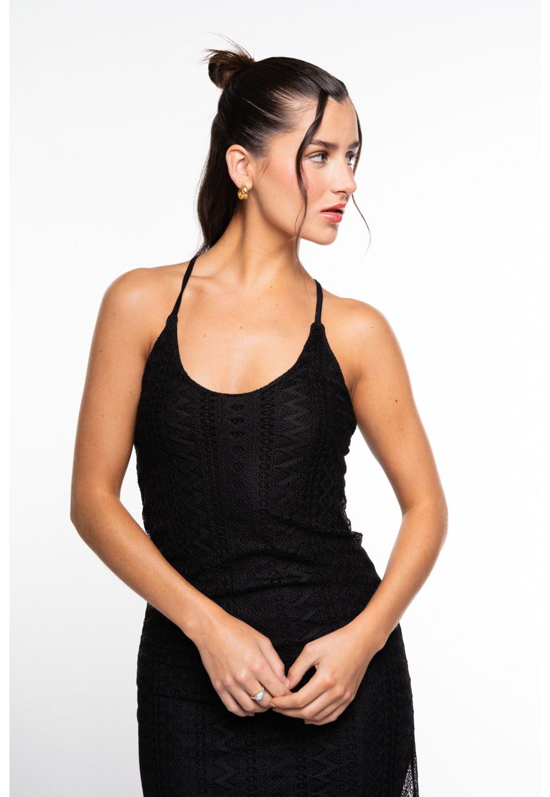 Vestido Aroa Largo con Encaje Negro Efesis-2