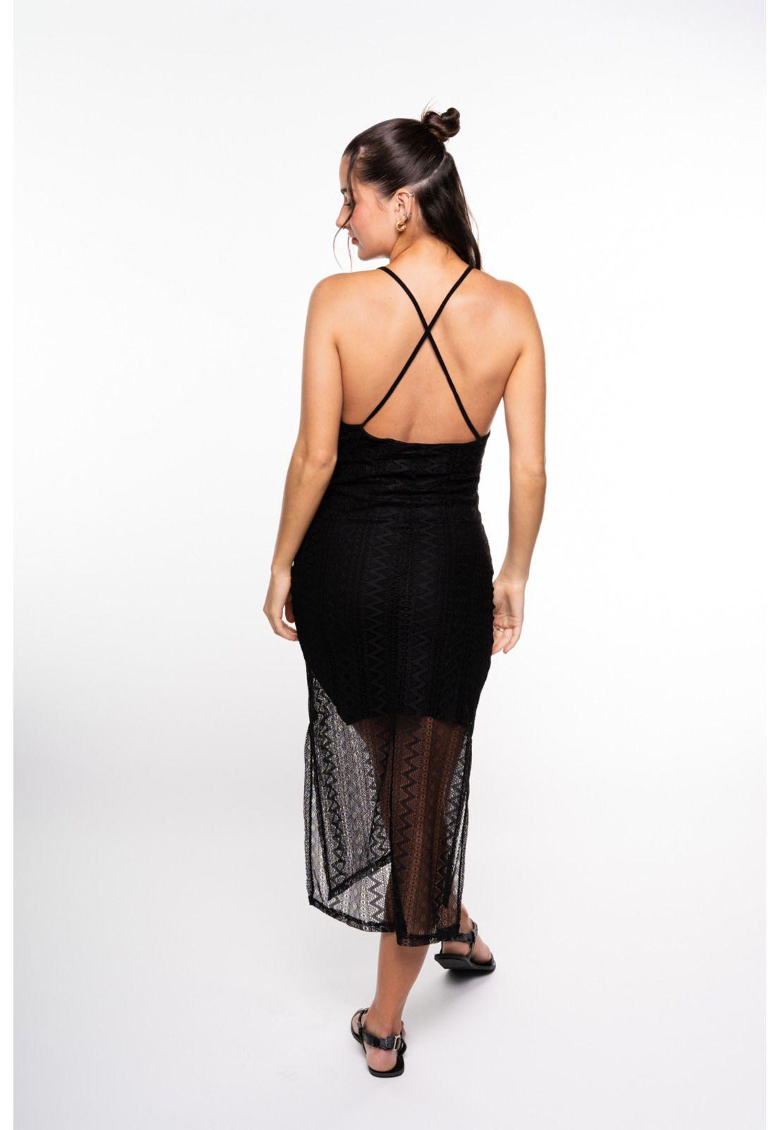 Vestido Aroa Largo con Encaje Negro Efesis-3