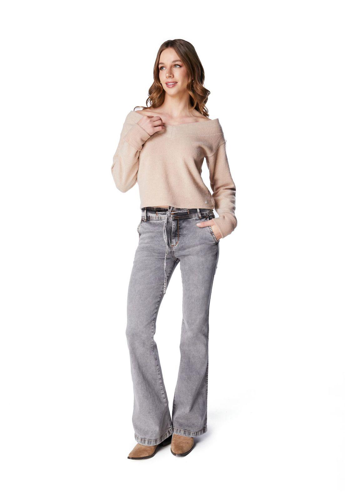 JEANS MACEIO FLARE PRETINA ANCHA C/ LAZO GRIS-0