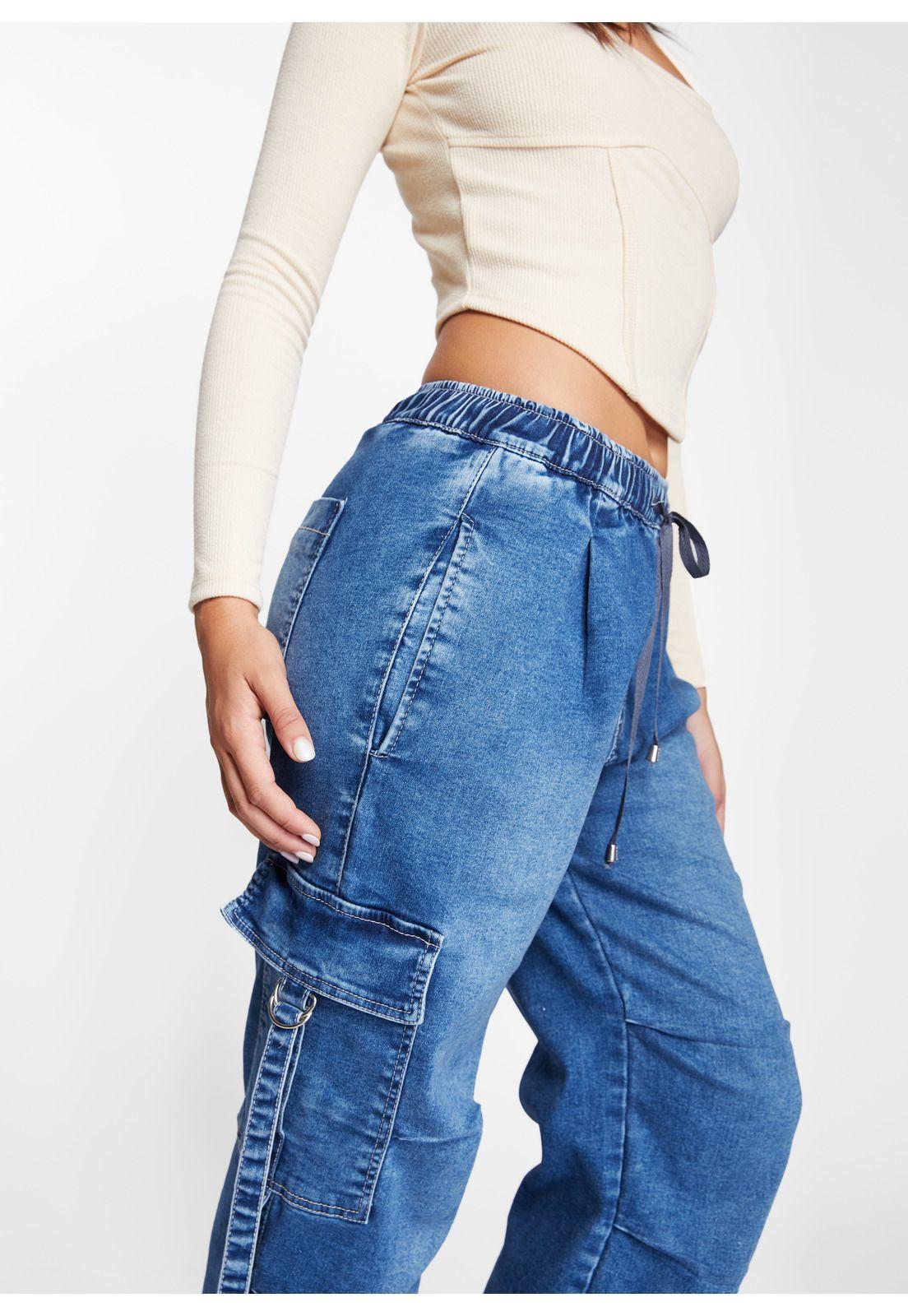 Jeans Geel Parachute Bolsillos Cargo Azul Efesis-2