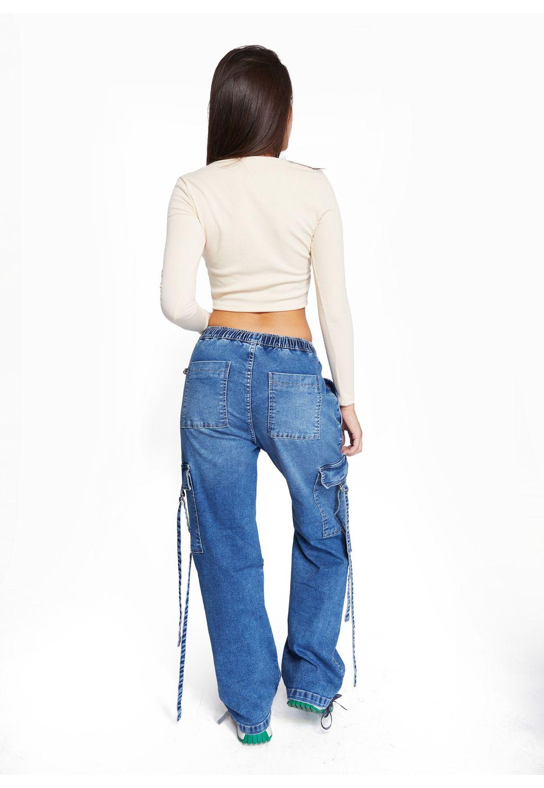 Jeans Geel Parachute Bolsillos Cargo Azul Efesis-3