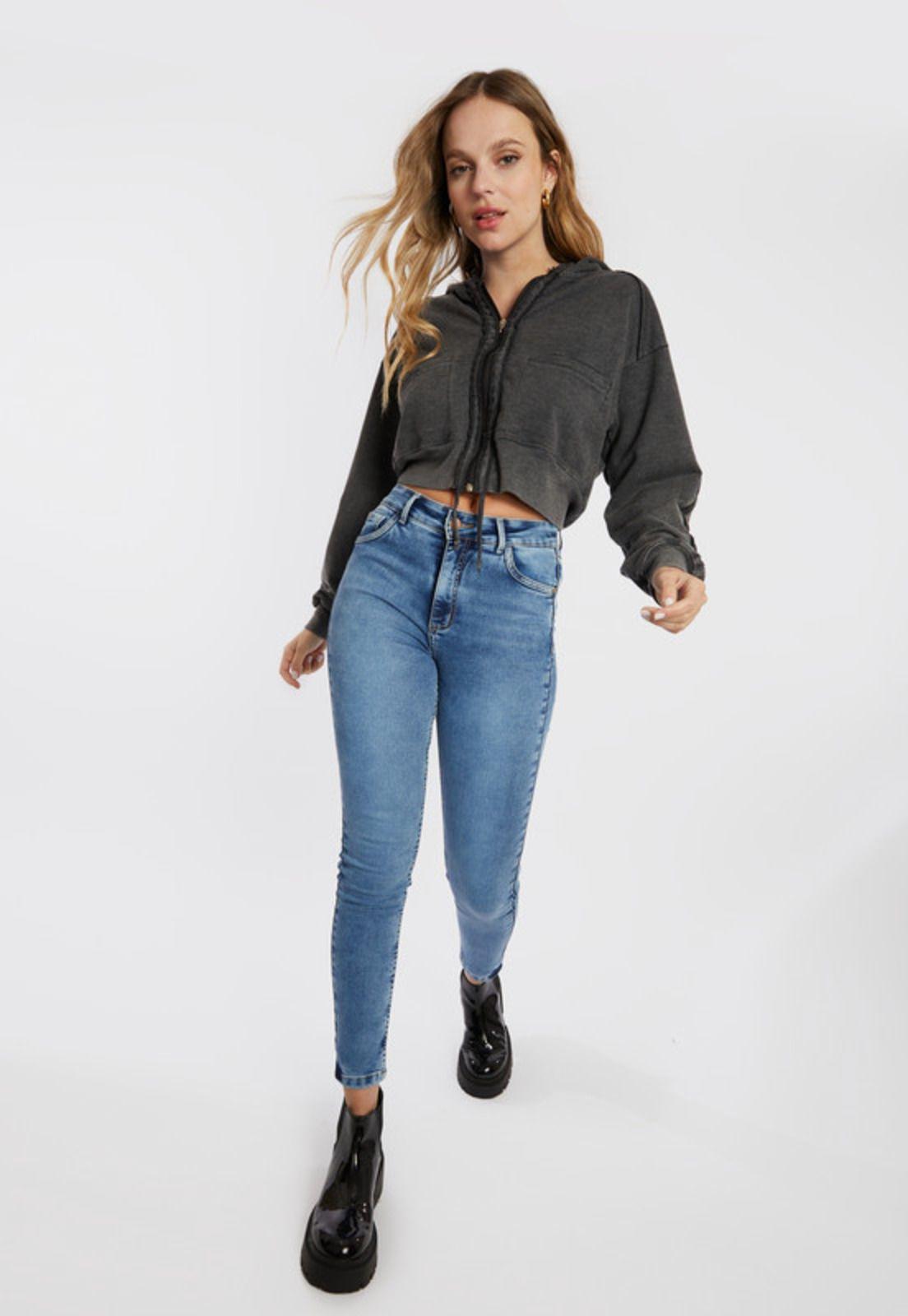 Jeans Skinny Amber Push Up Altura Con Cortes Azul-0