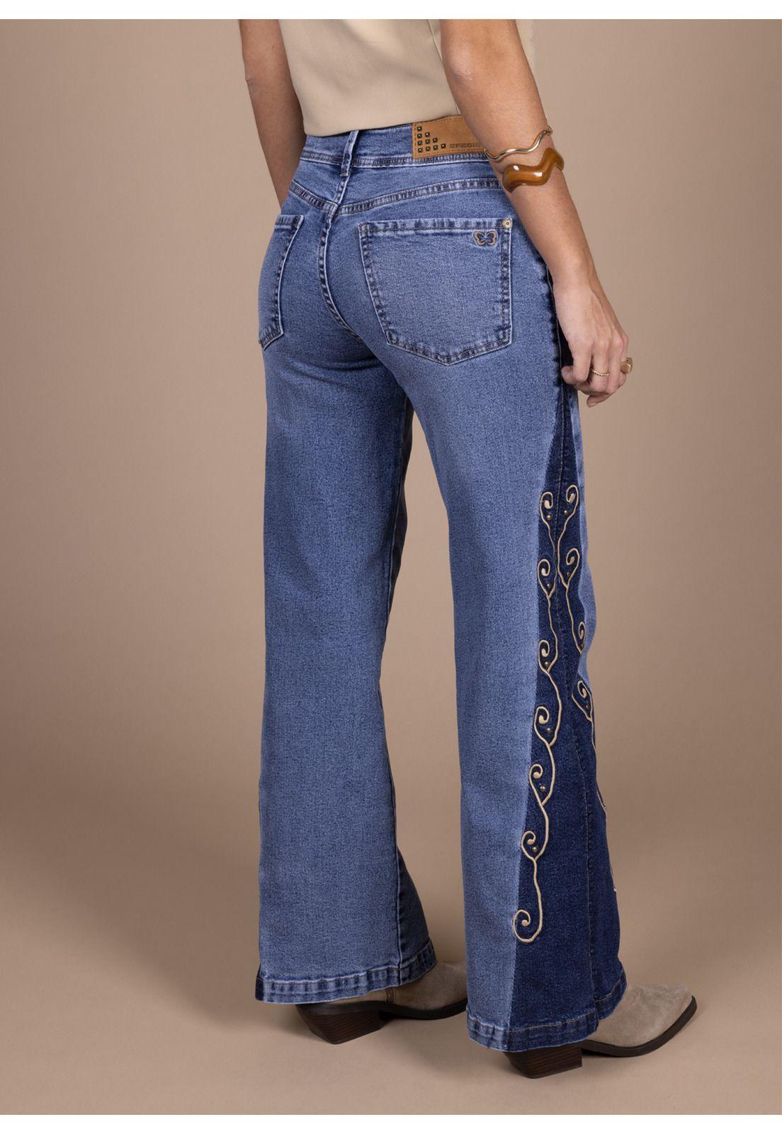 JEANS VIRGO PALAZZO BORDADO Y TACHAS AZUL EFESIS-4