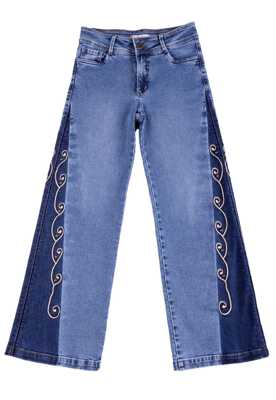 JEANS VIRGO PALAZZO BORDADO Y TACHAS AZUL EFESIS-5
