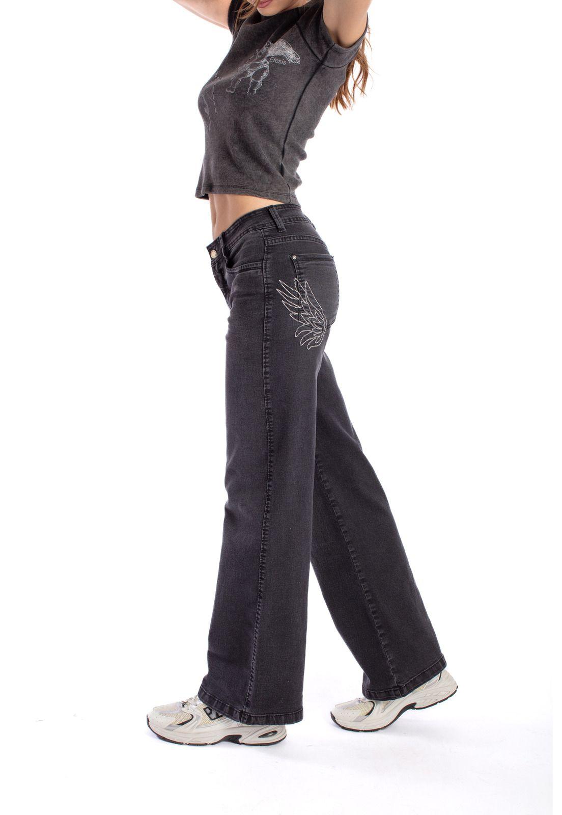 JEANS ANGEL WIDE BORDADO ALAS BOL TRASERO NEGRO EFESIS-2