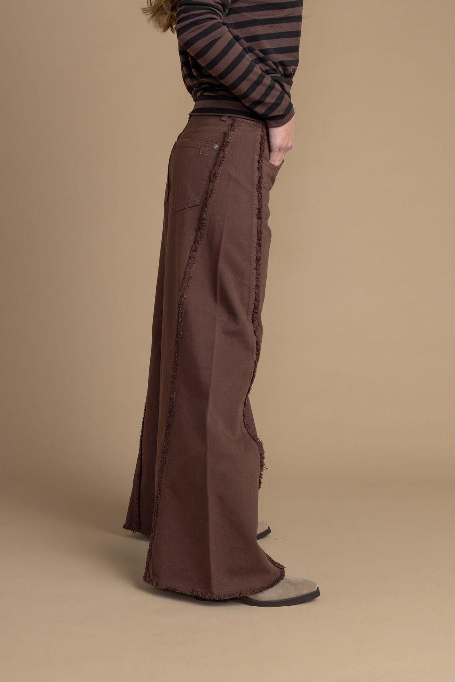 Pantalón Cocoa Palazzo Cortes Desflecado Chocolate Efesis-2