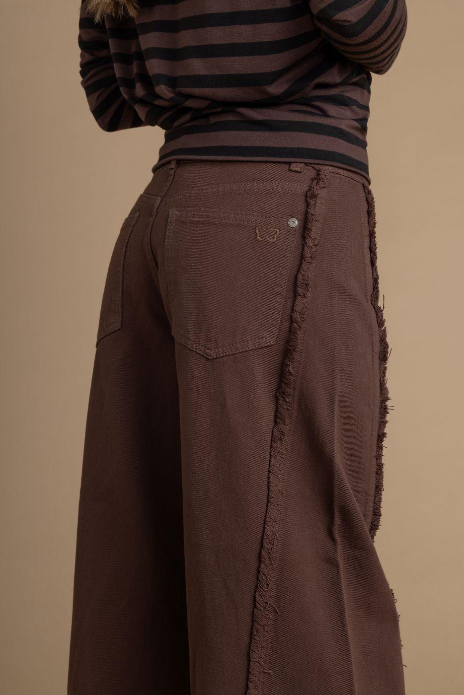 Pantalón Cocoa Palazzo Cortes Desflecado Chocolate Efesis-4
