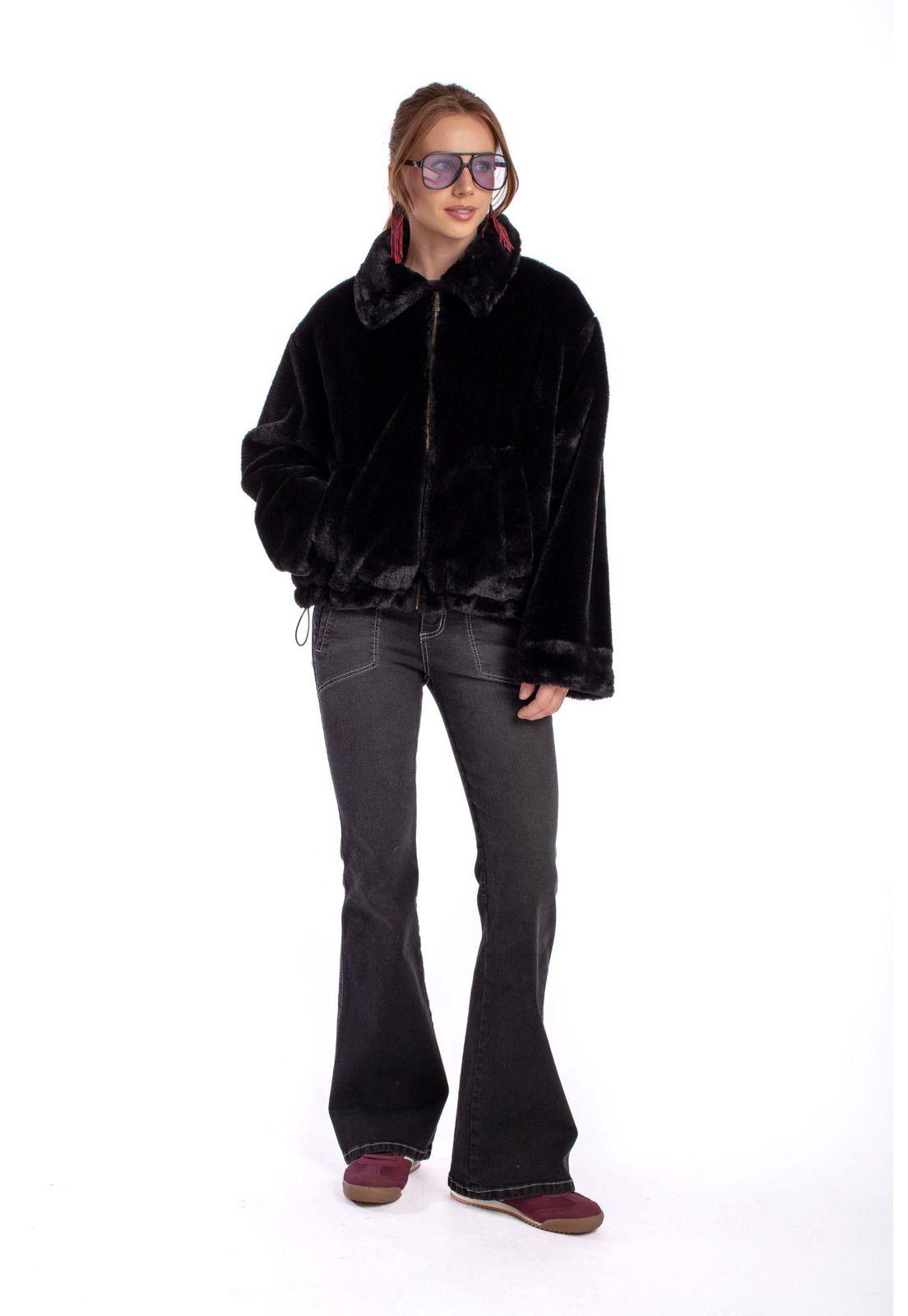 CHAQUETA ZANY REGULAR PELUDA NEGRO EFESIS-0
