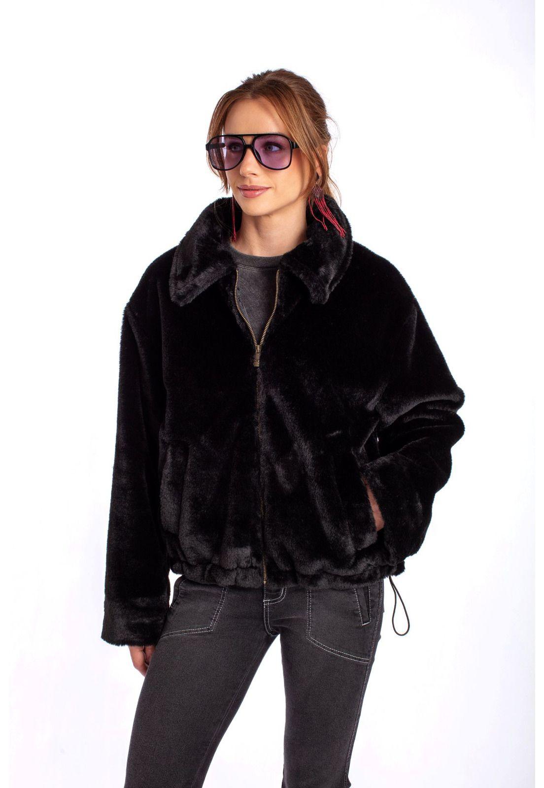 CHAQUETA ZANY REGULAR PELUDA NEGRO EFESIS-1