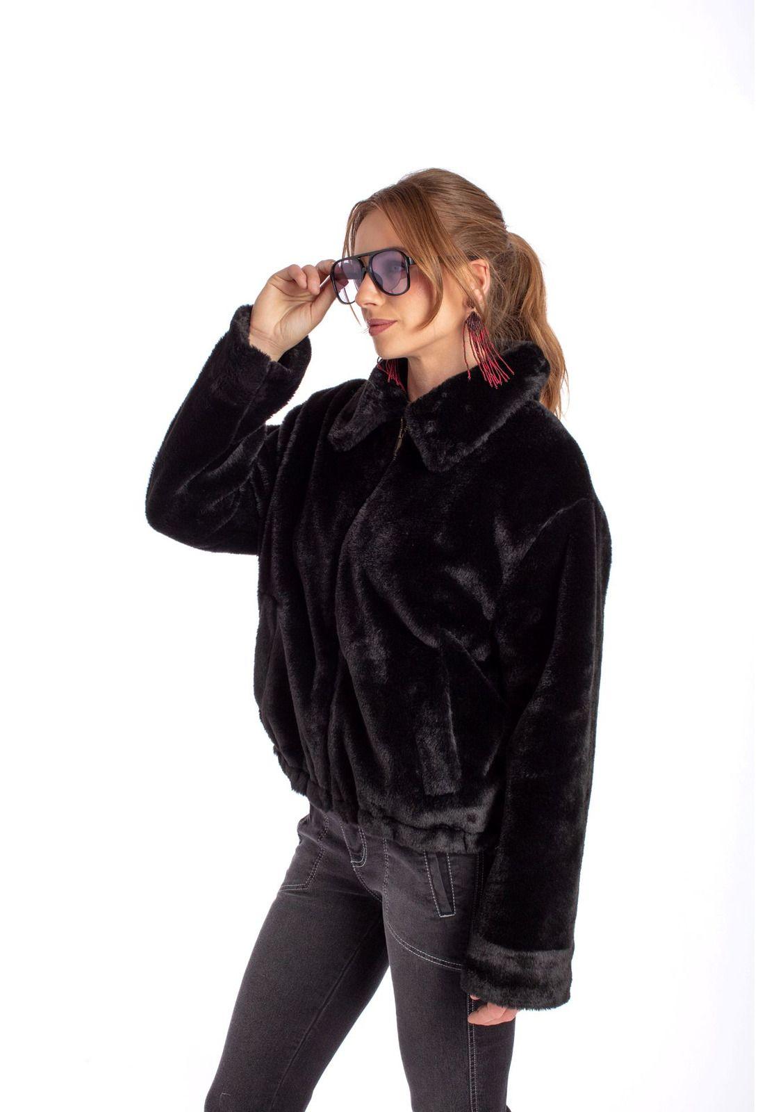 CHAQUETA ZANY REGULAR PELUDA NEGRO EFESIS-2