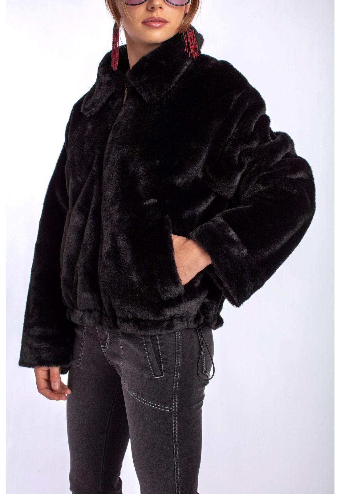 CHAQUETA ZANY REGULAR PELUDA NEGRO EFESIS-4