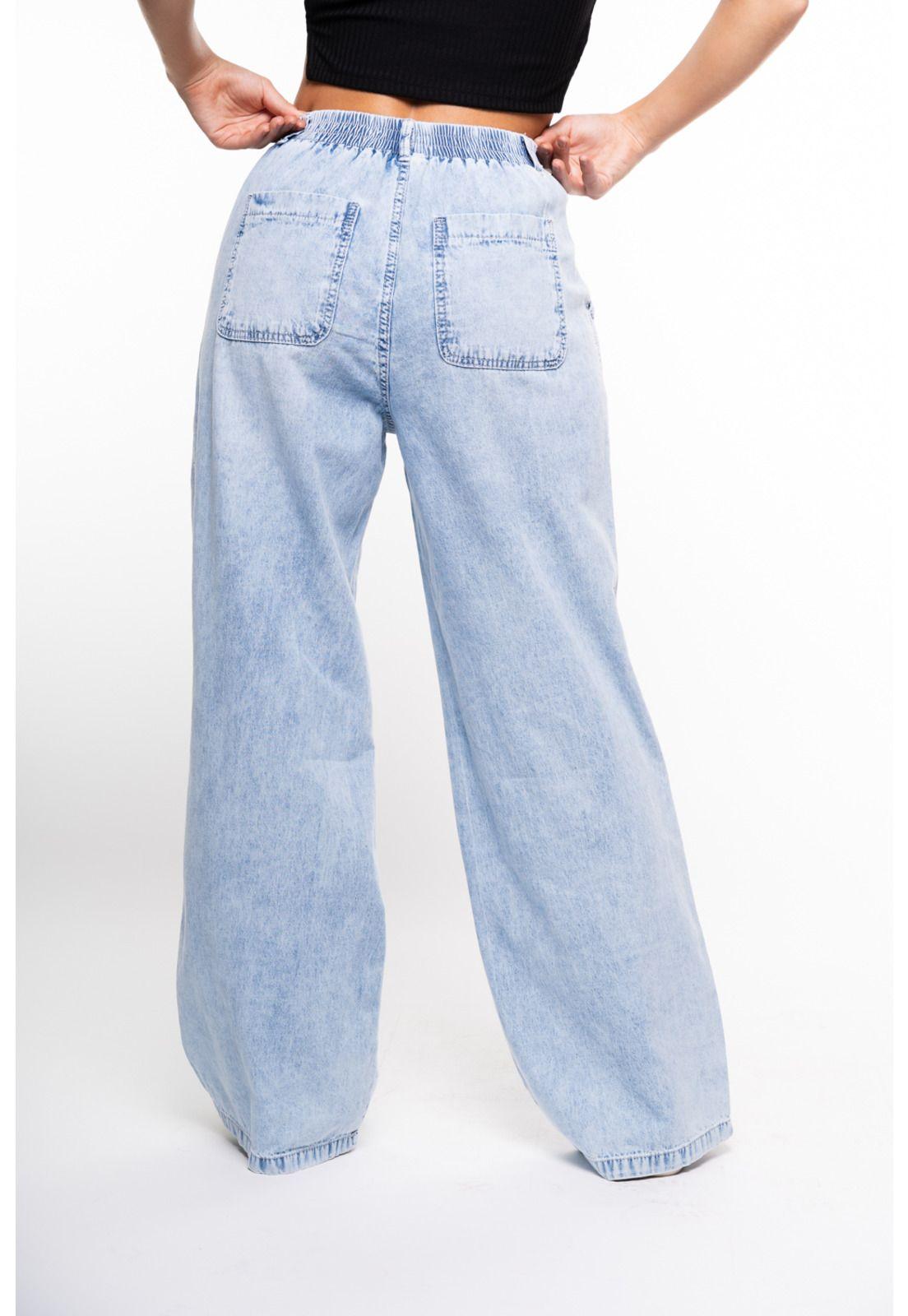 Jeans Moni Palazzo Pinza y Pretina Elasticada Azul Efesis-3