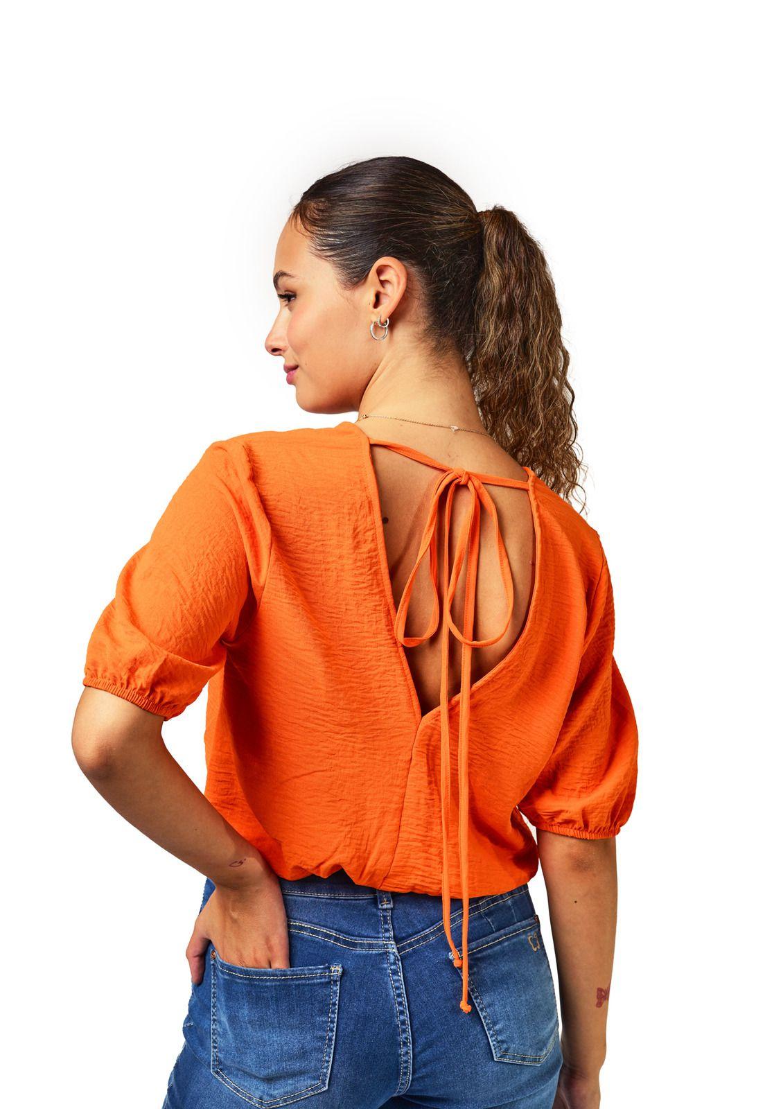 Blusa Vivian Regular Cruce y Elástico Color Naranjo Efesis-2