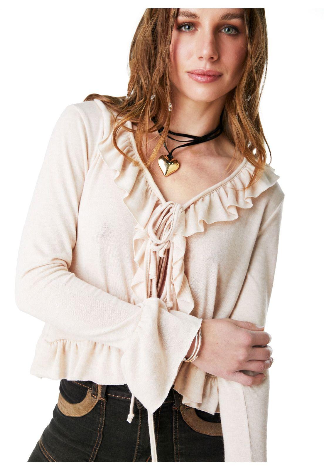 POLERA HANNA REGULAR TIPO BOLERO C/ VUELOS BEIGE EFESIS-4