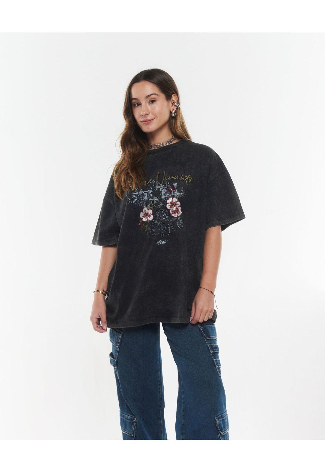POLERA DICKY OVERSIZE GRAVILLADO Y BORDADO GRAFITO EFESIS-1