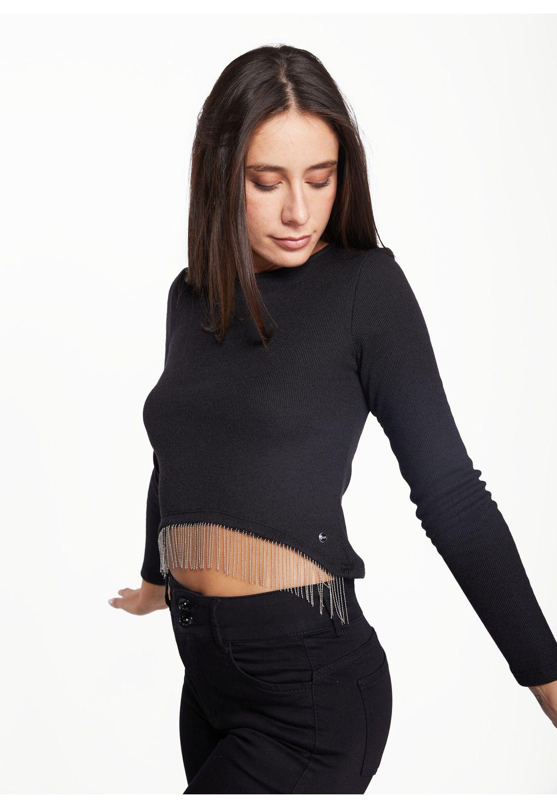 Polera Ingrid Crop Ruedo Asimetrico Negro Efesis-2