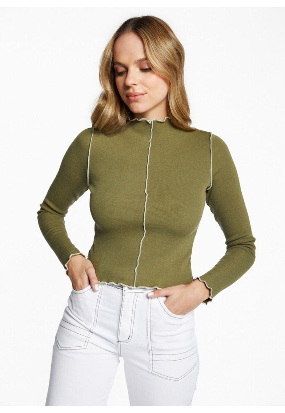 Polera Bruna Regular Rulet Contratono Verde Efesis-0