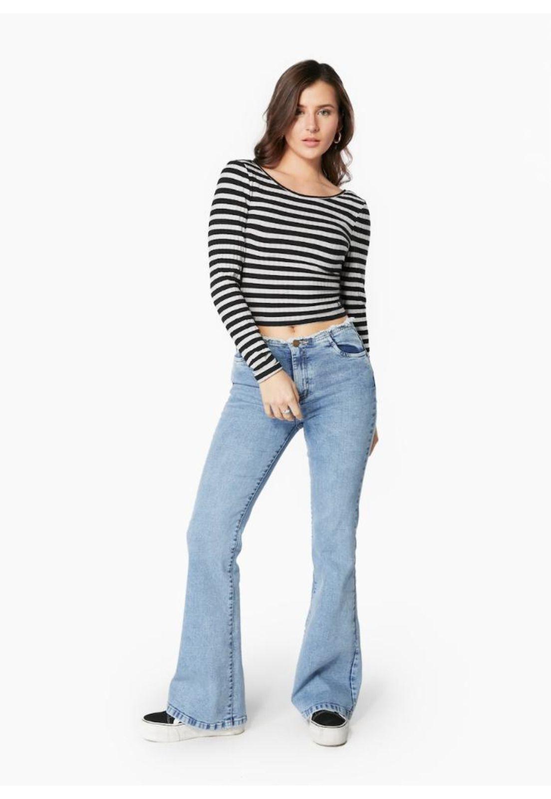 JEANS PRETY LIGHT FLARE SIN PRETINA C/ DESFLECADO-0