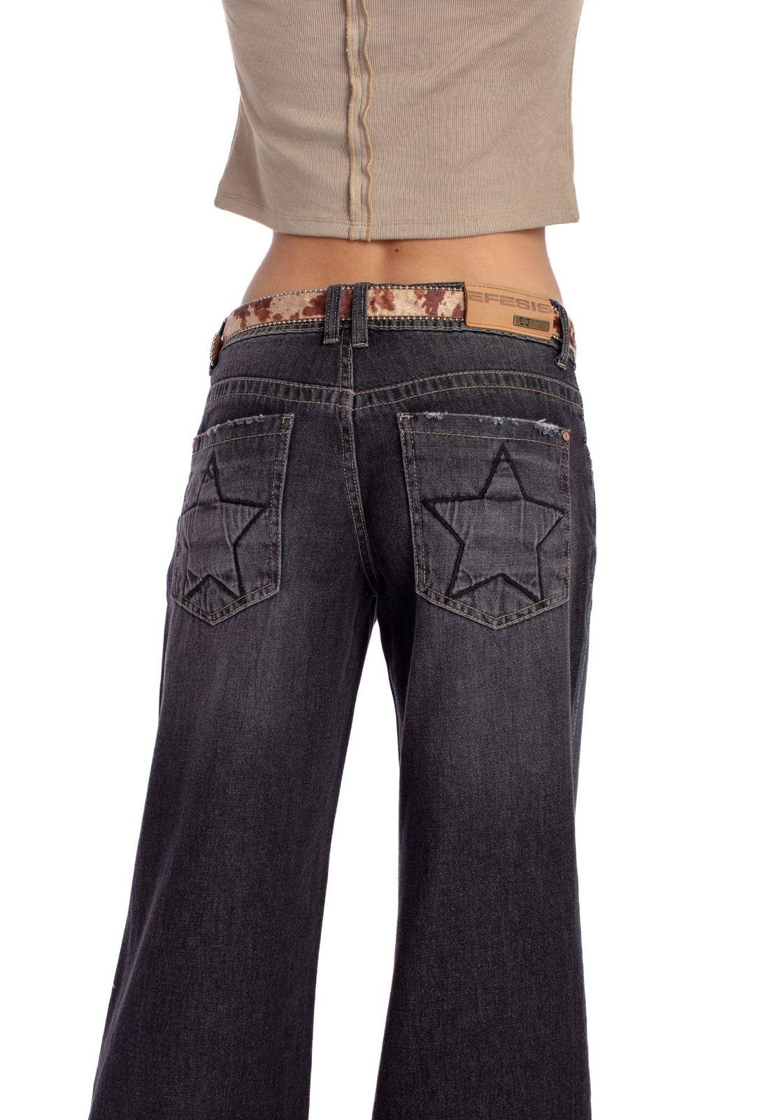 JEANS PUFF WIDE 2 BOLSILLOS CON ESTRELLAS NEGRO EFESIS-4