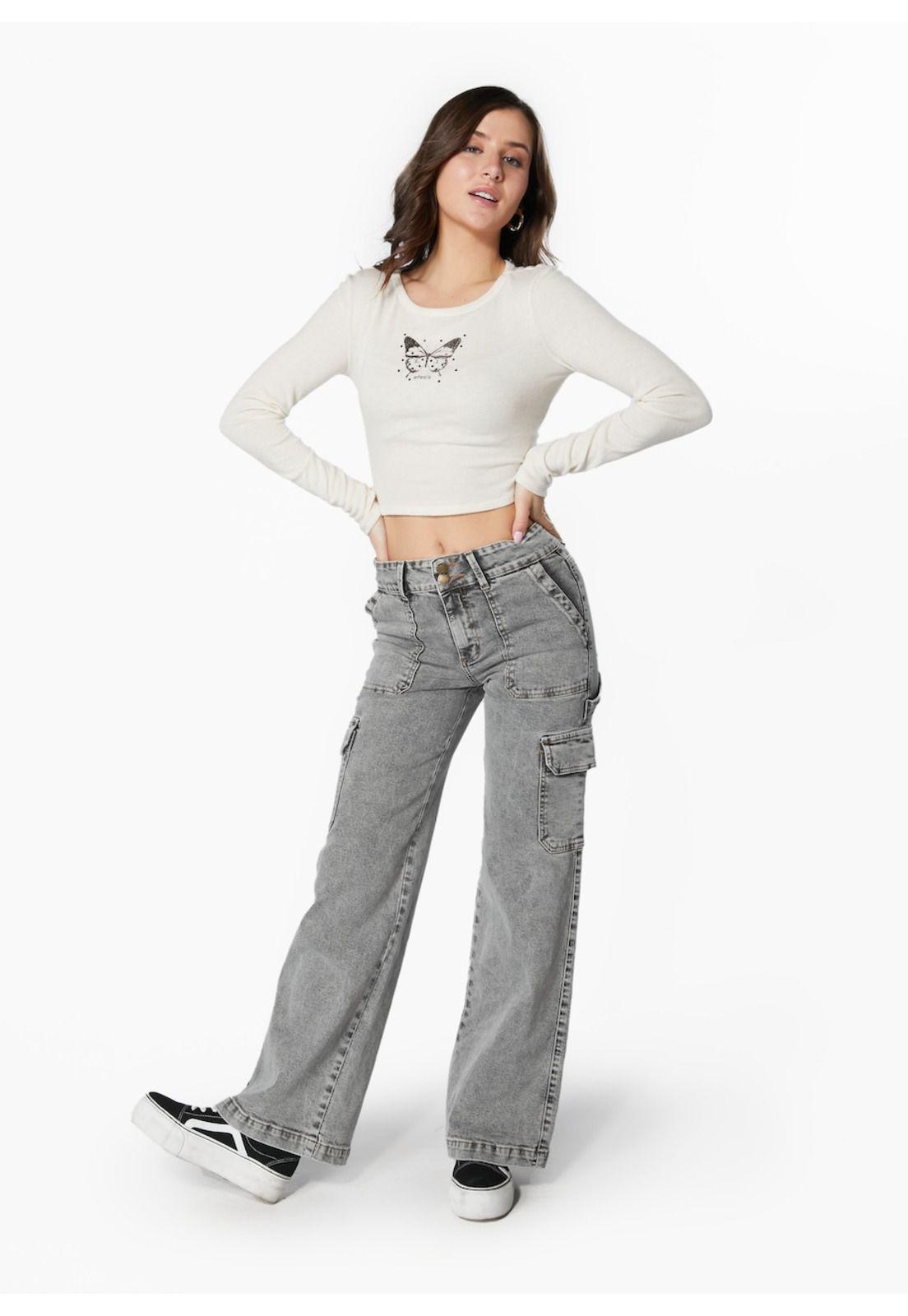 JEANS NAOS PALAZZO CARGO GREY-0