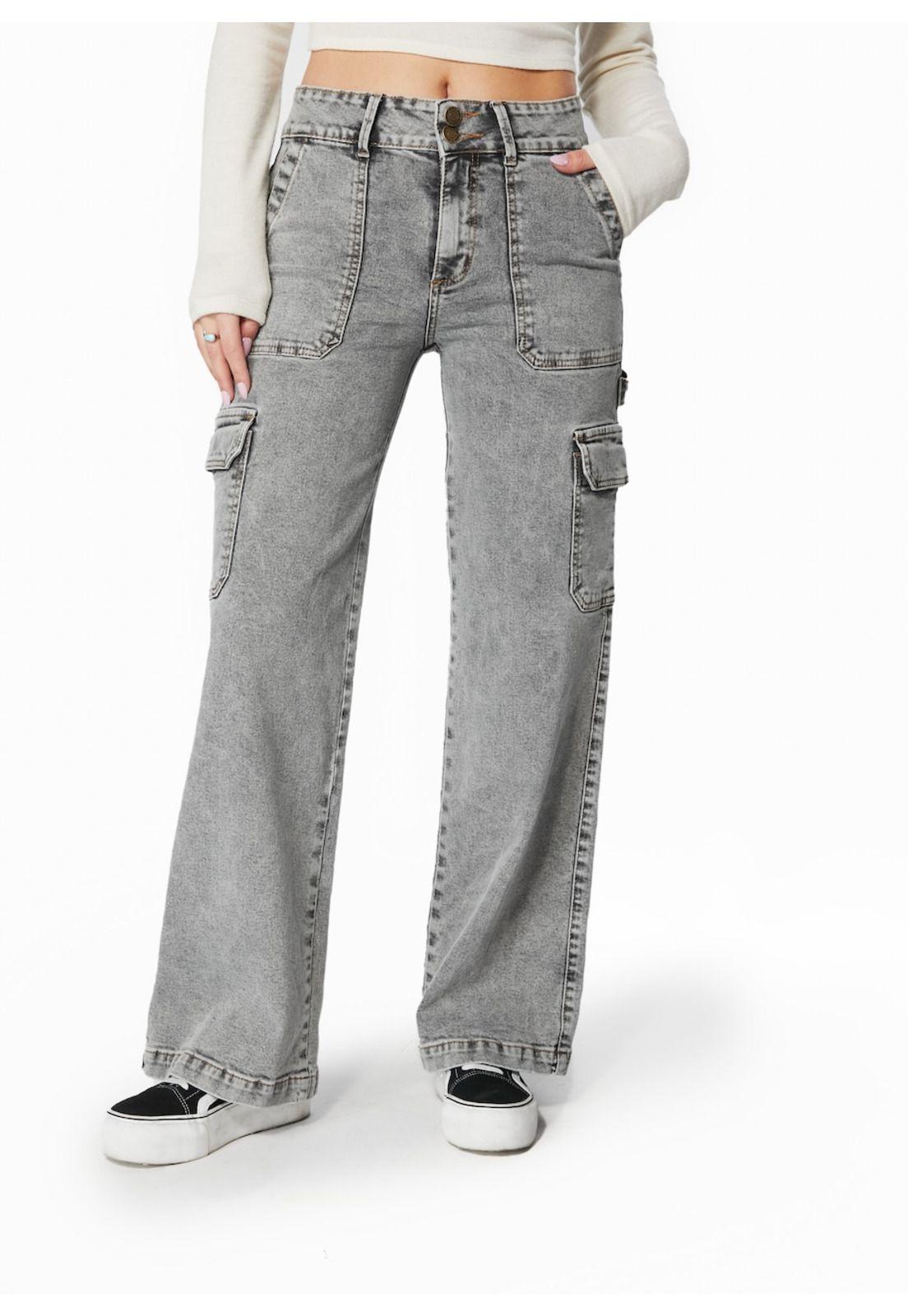 JEANS NAOS PALAZZO CARGO GREY-1