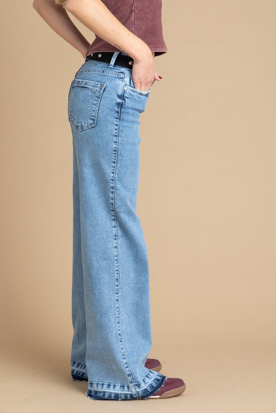 Jeans MIzar Wide Basta Desflecada Azul Efesis-2