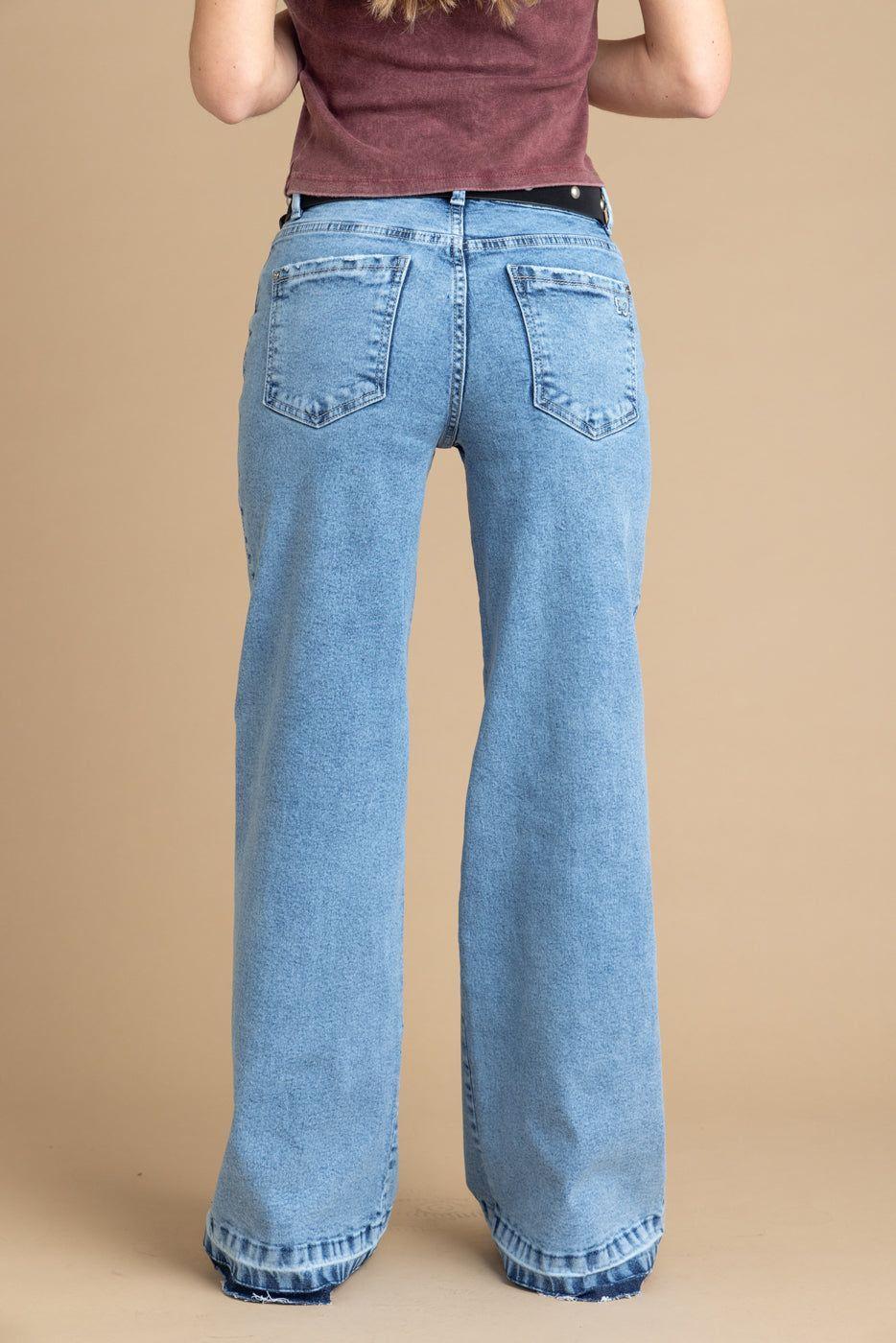 Jeans MIzar Wide Basta Desflecada Azul Efesis-3