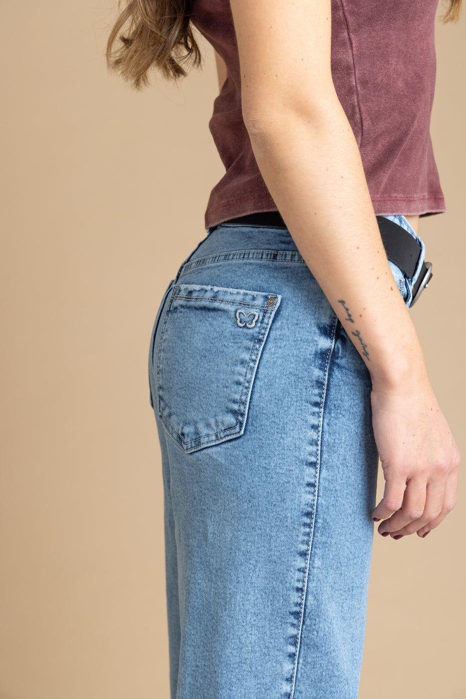 Jeans MIzar Wide Basta Desflecada Azul Efesis-5