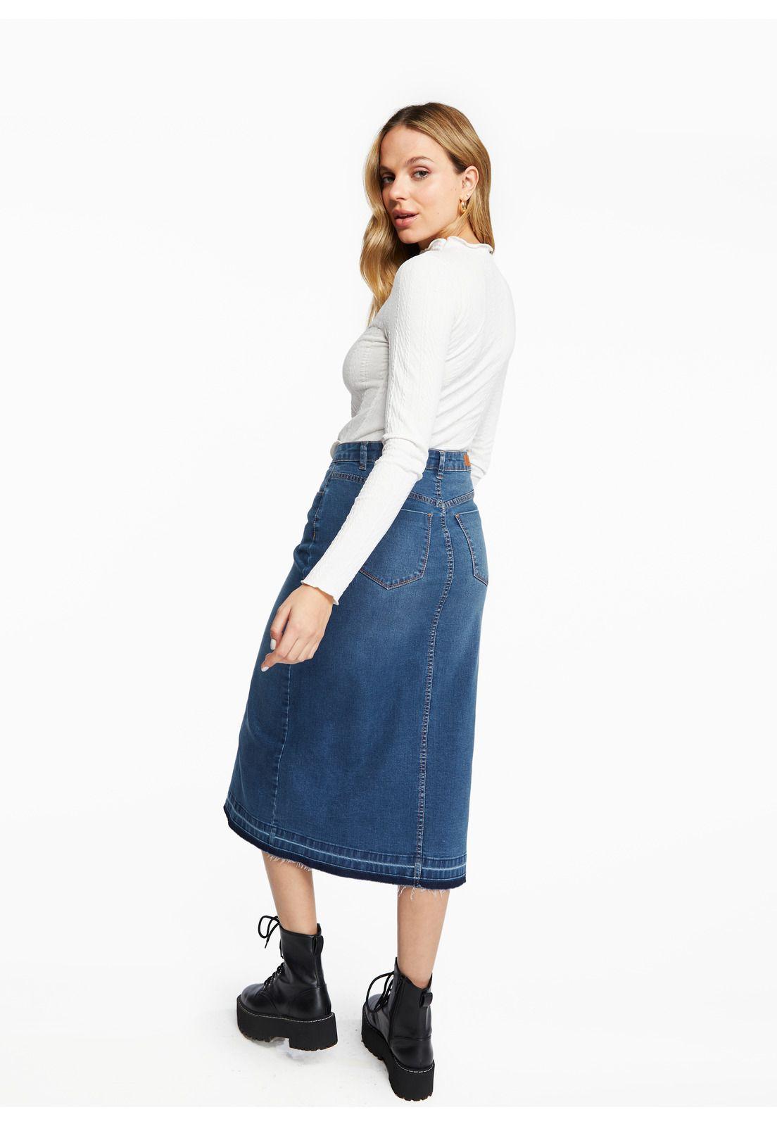 Falda Andy Midi Abertura Azul Efesis-2