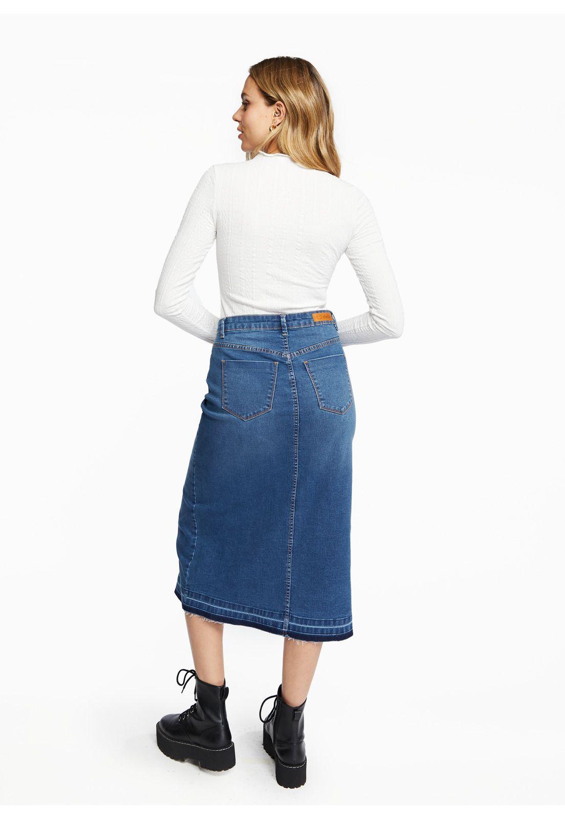 Falda Andy Midi Abertura Azul Efesis-3