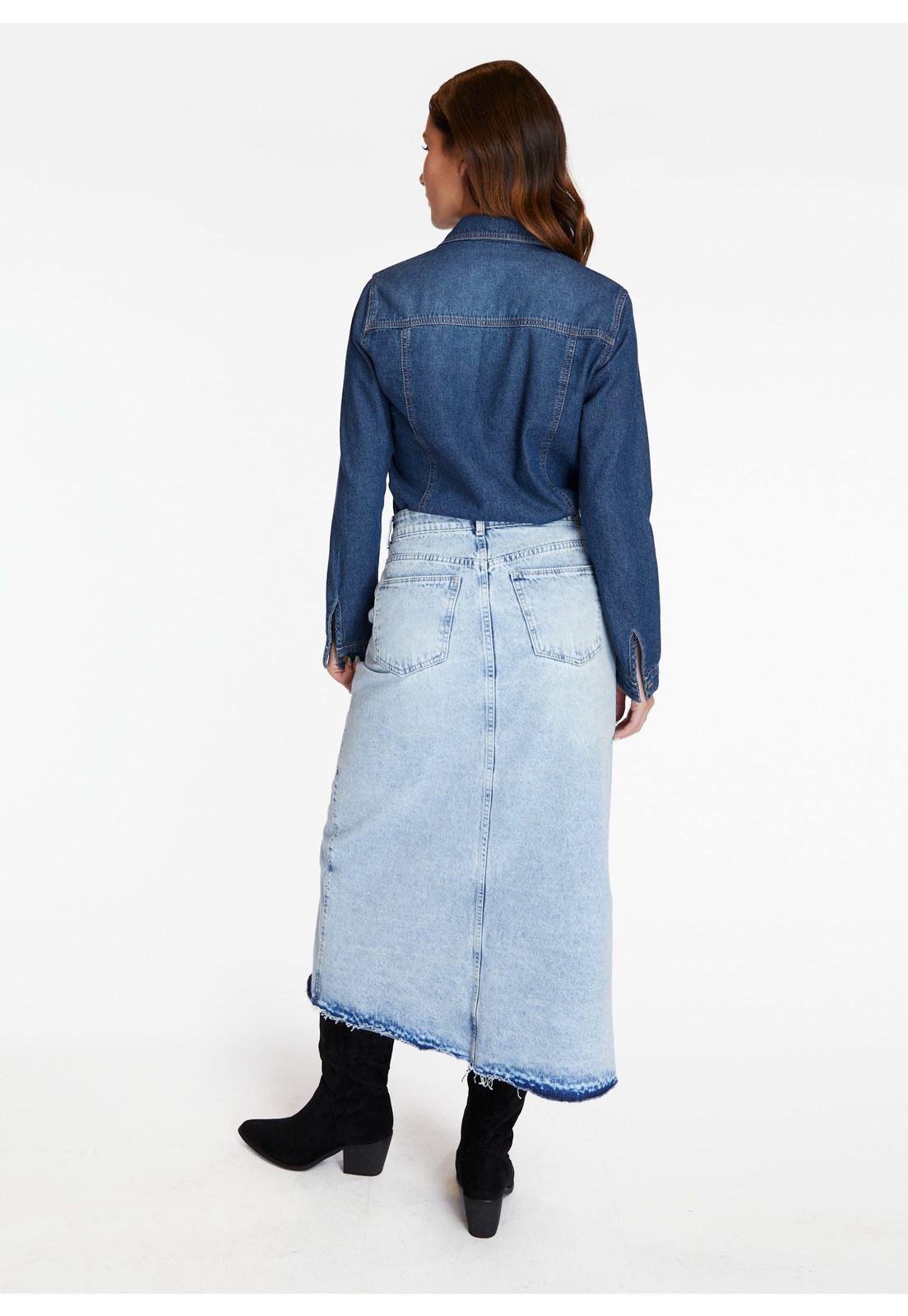 Falda Onix Ice Midi Abertura Azul Efesis-4