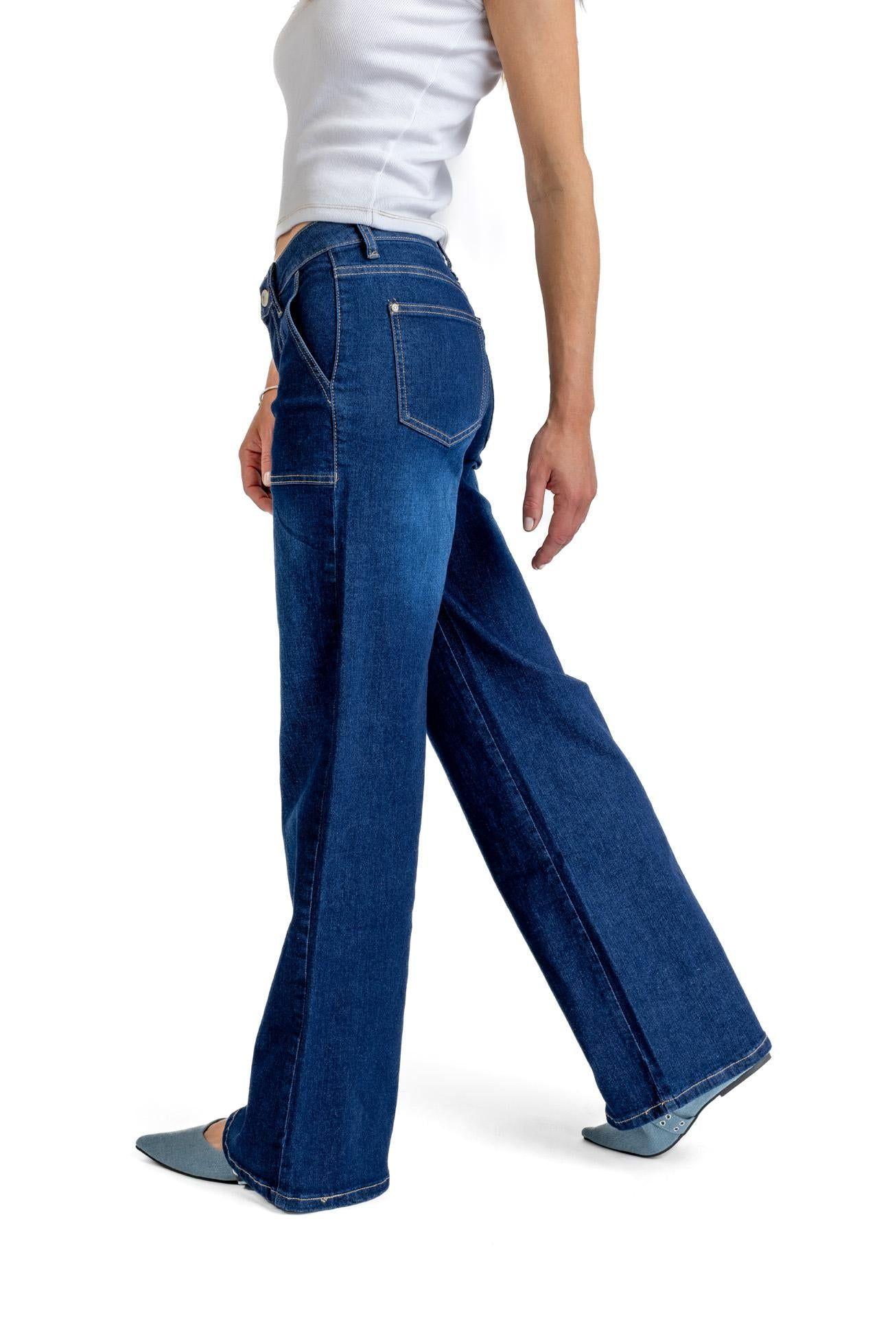 Jeans Zoe Palazzo Bolsillo Parche Azul Efesis-4