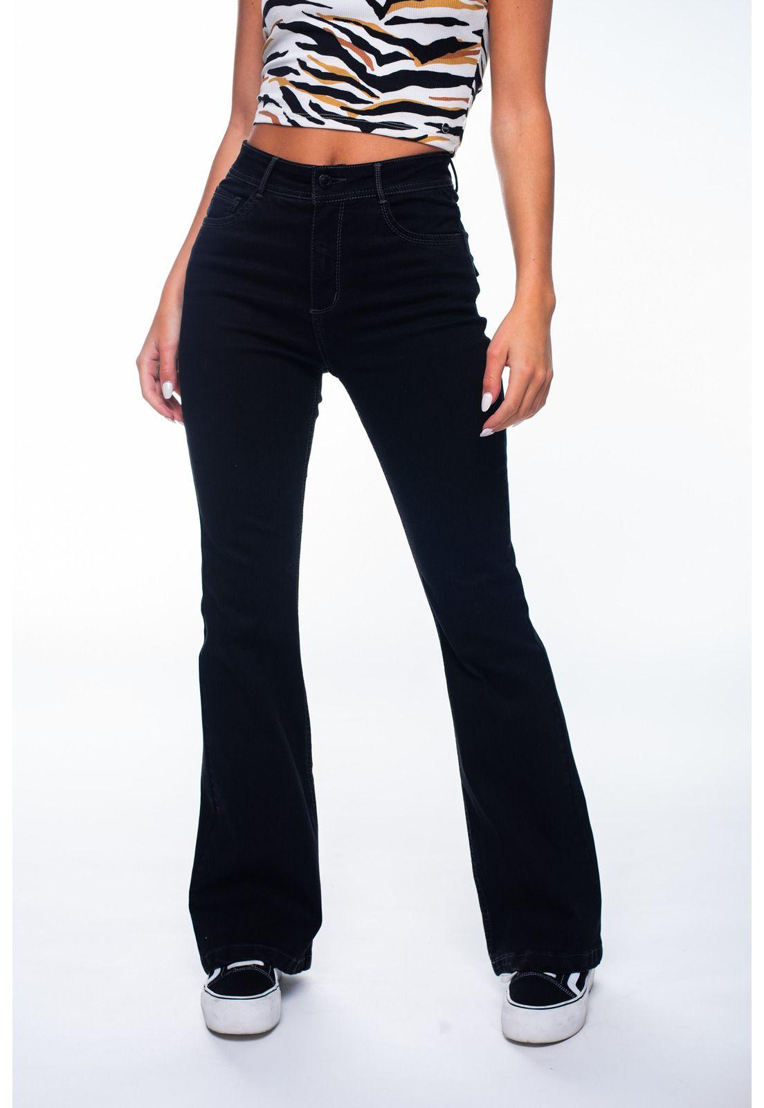 Jeans Feel Flare Hilo Contratono Tapetas Bolsillo Negro Efesis-0