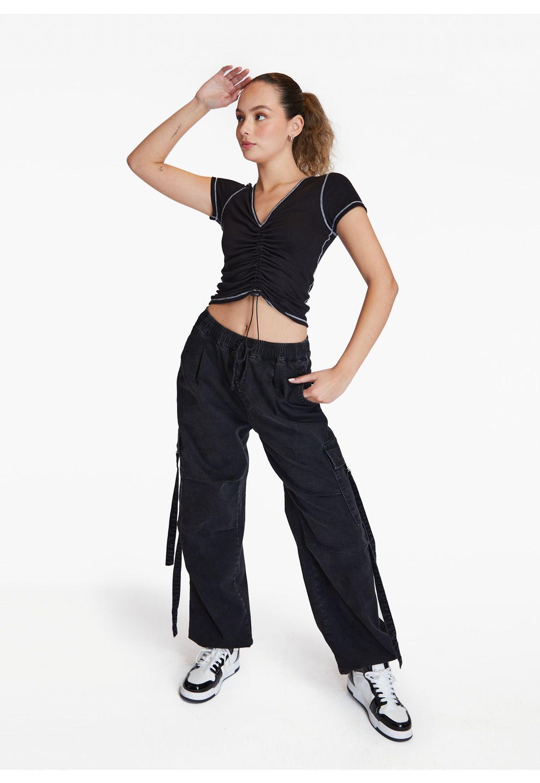 Jeans Geel Parachute Cargo Negro Efesis-0