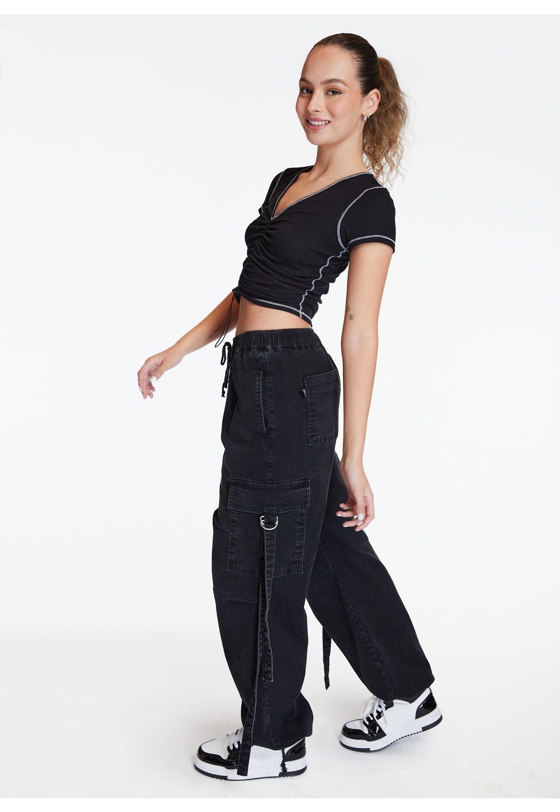 Jeans Geel Parachute Cargo Negro Efesis-1