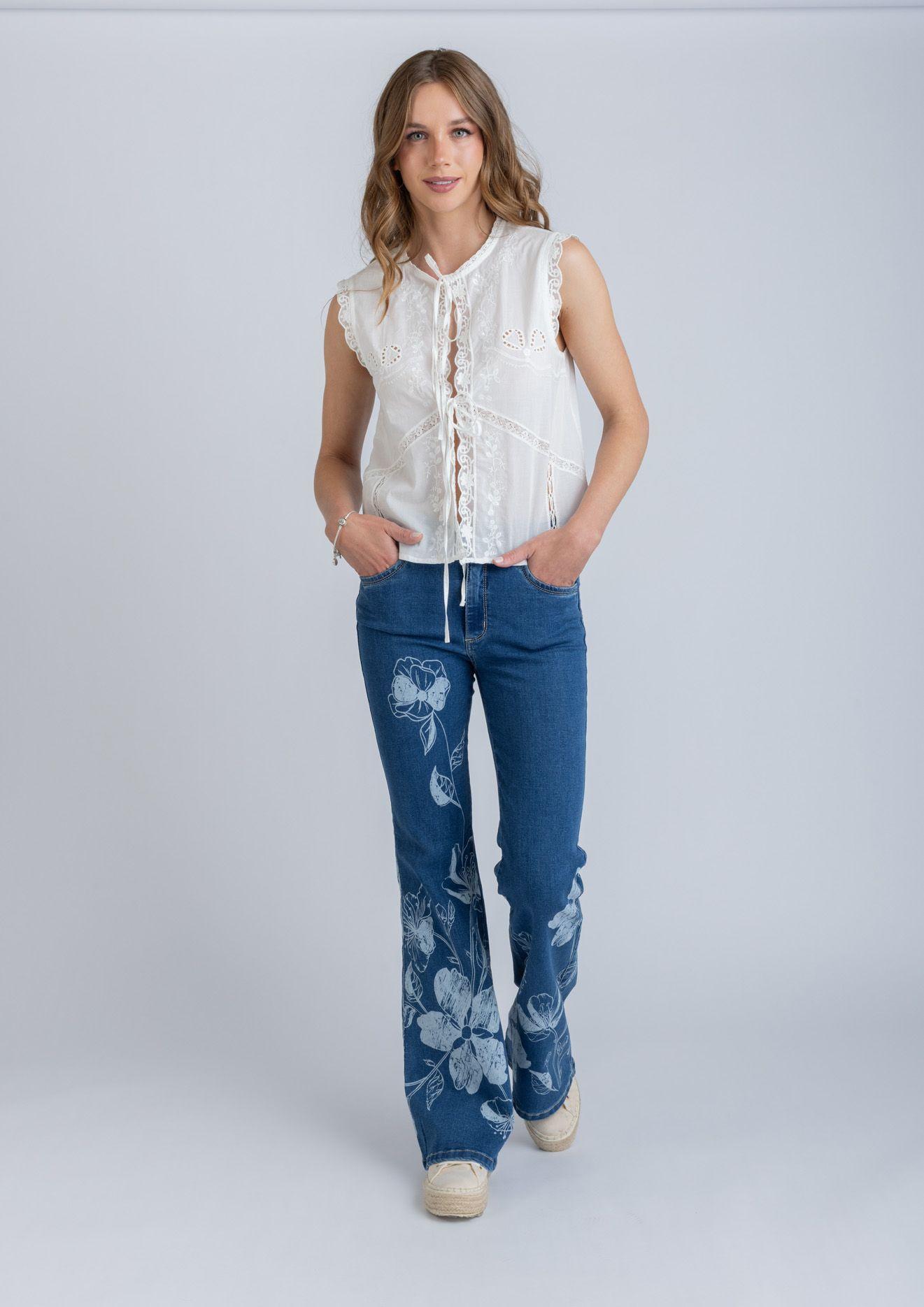 JEANS FLORE FLARE CORROSIVO AZUL EFESIS-0