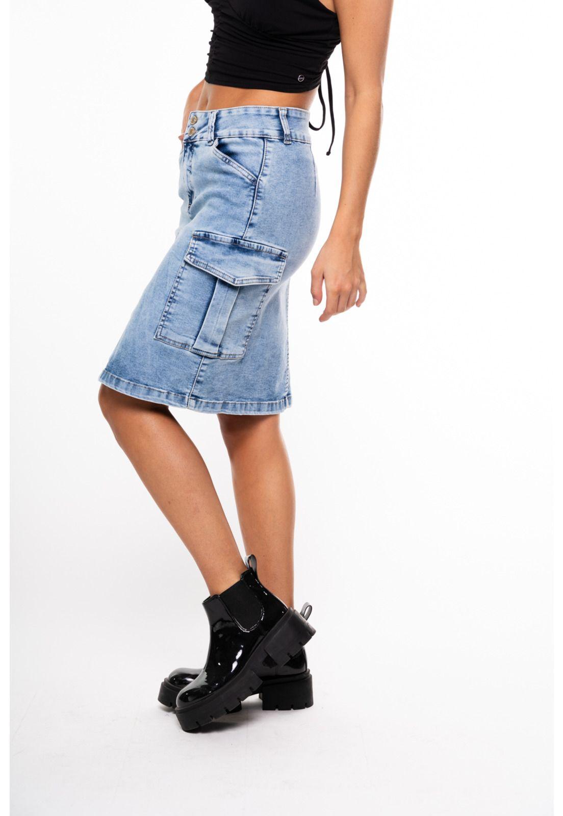 Falda Gopal Cargo Pretina Ancha Azul Efesis-1
