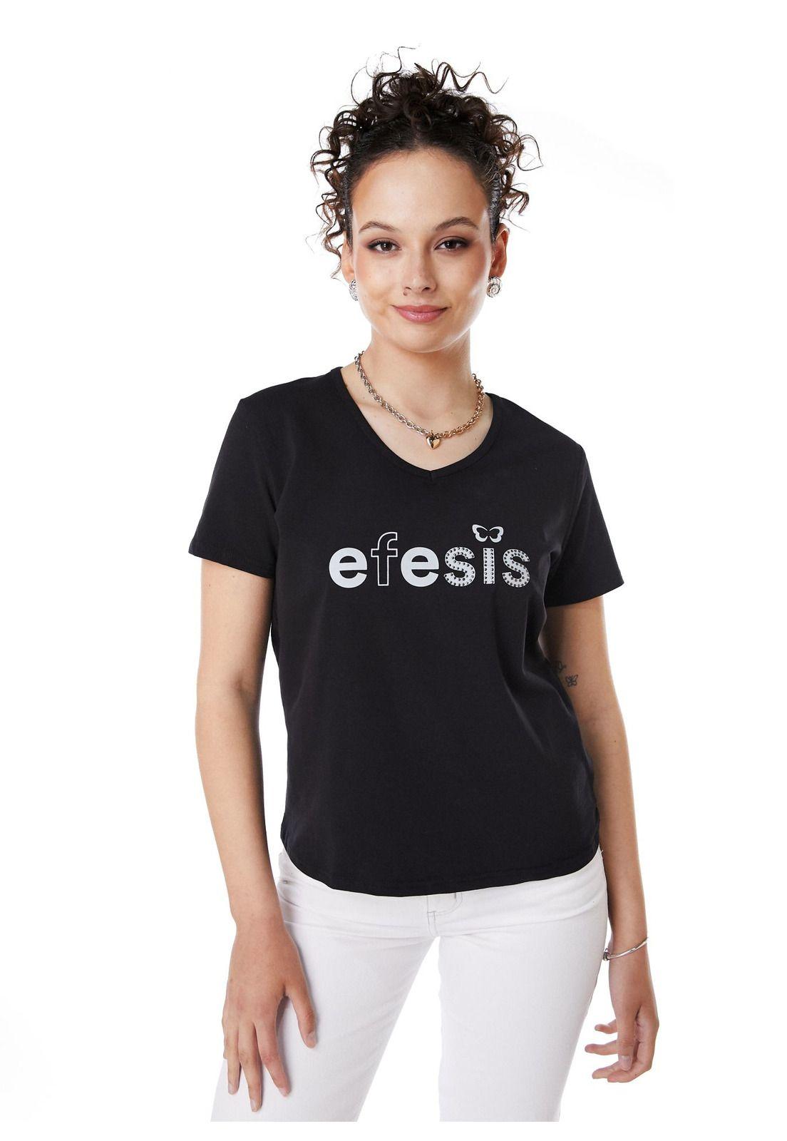 POLERA SARAI REGULAR ESTAMPADO Y TACHAS NEGRO EFESIS-1
