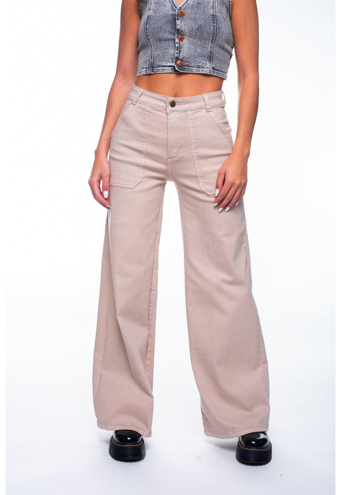 Pantalón Deka Palazzo Bolsillo Cargo Color Crudo Efesis-0