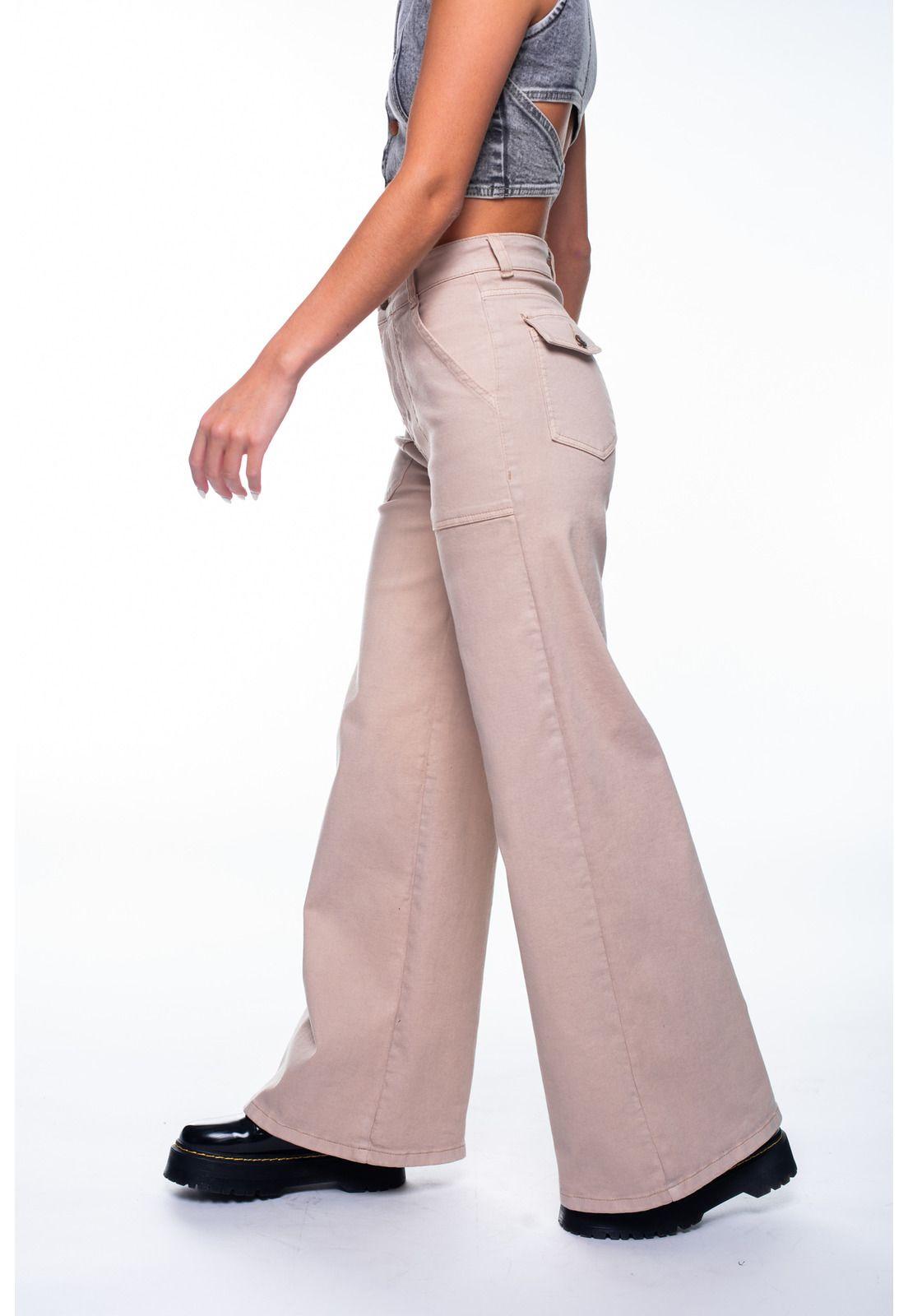 Pantalón Deka Palazzo Bolsillo Cargo Color Crudo Efesis-1