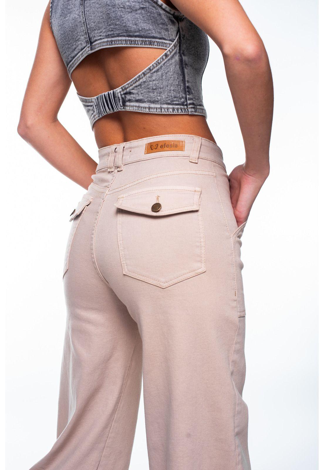 Pantalón Deka Palazzo Bolsillo Cargo Color Crudo Efesis-3