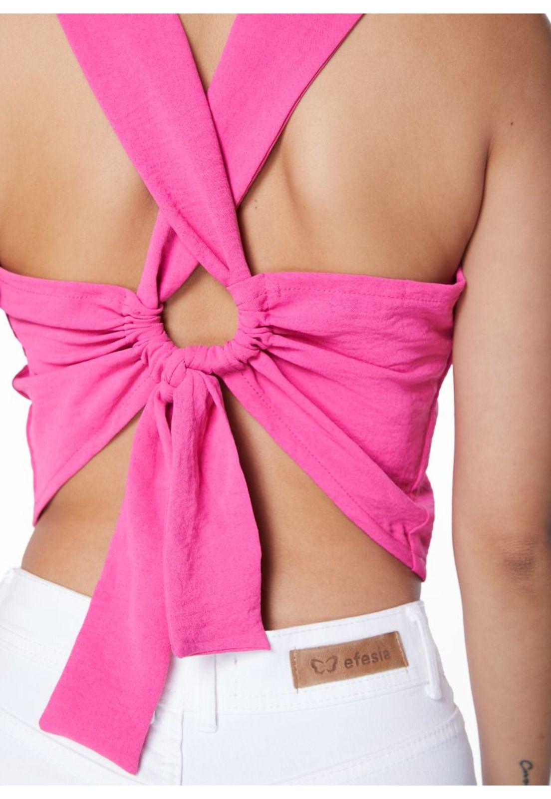 BLUSA OLI CROP CON AMARRA EN ESPALDA FUCSIA-3
