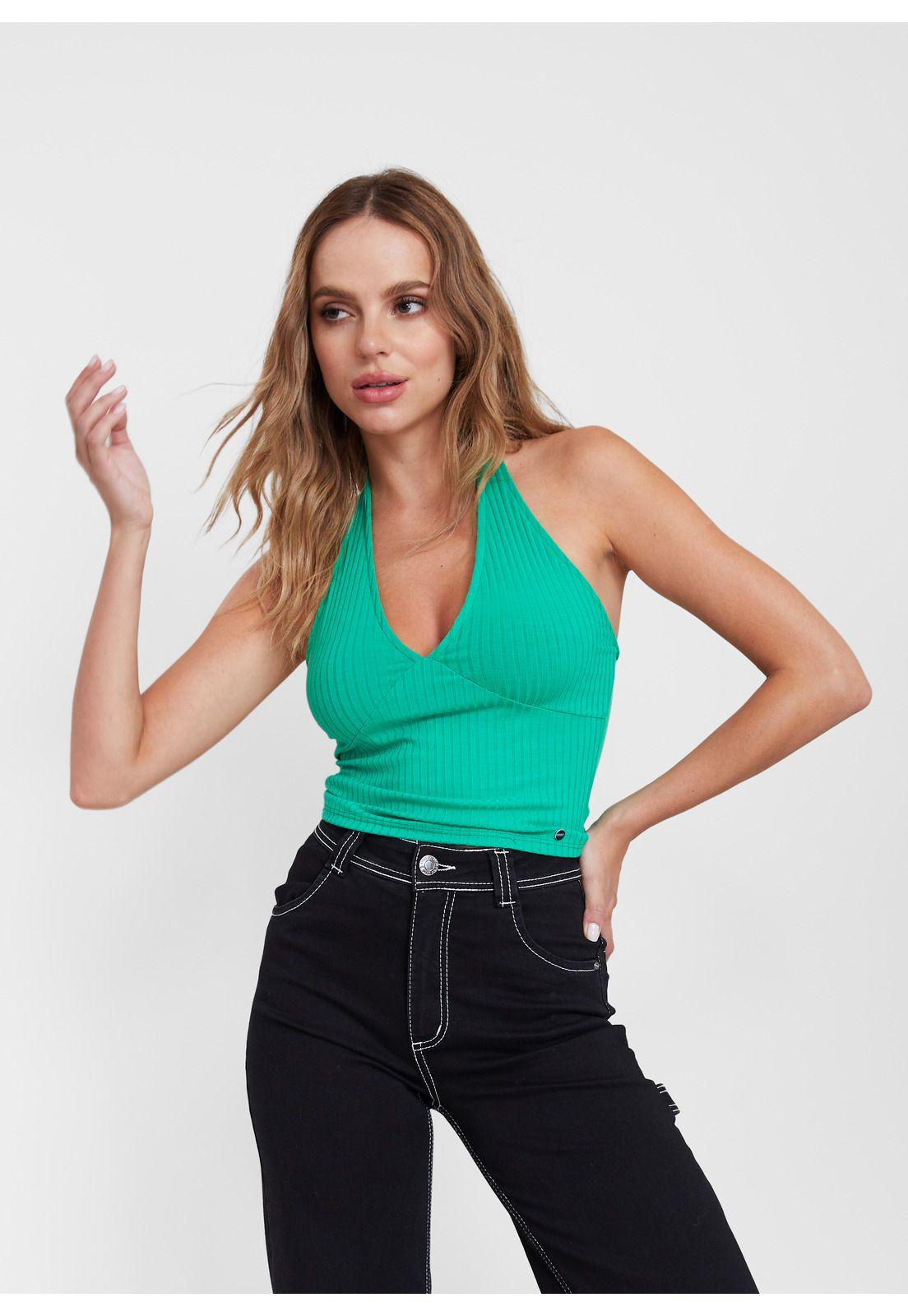 Polera Lola Crop Halter Verde Efesis-0