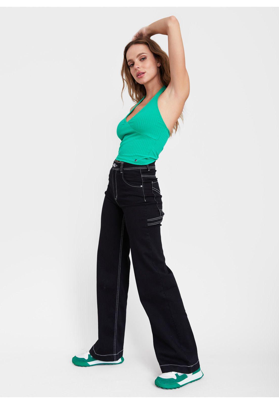 Polera Lola Crop Halter Verde Efesis-2