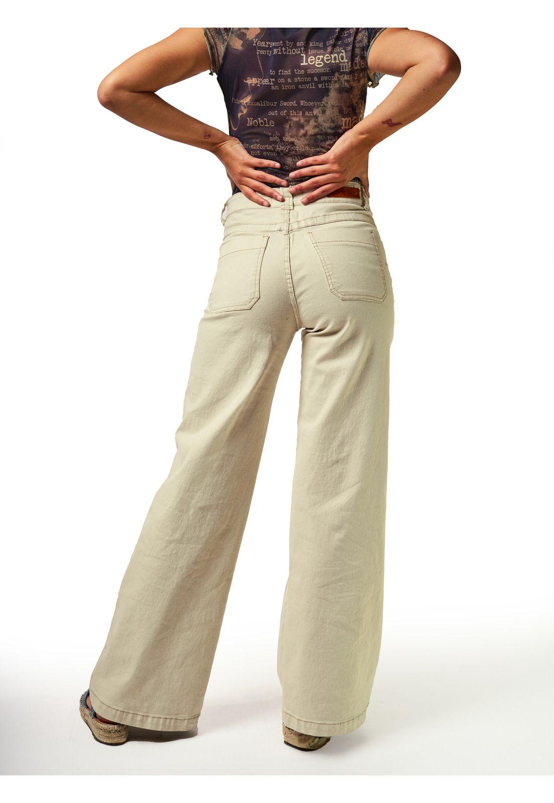 Pantalón Almendra Palazzo Cargo Hilo Contratono Color Arena Efesis-3