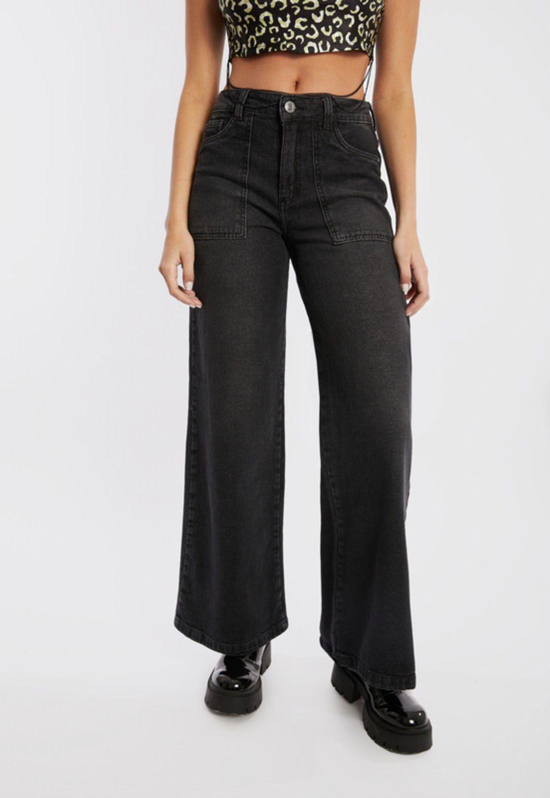 Jeans Palazzo Cargo Crux Cortes Negro-1
